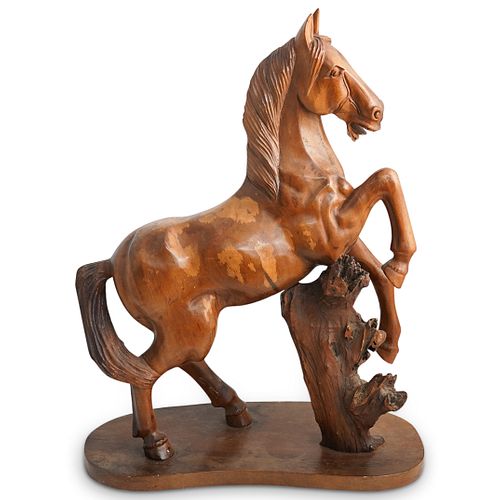HAND CARVED WOODEN HORSE STATUEDESCRIPTION  38f31e