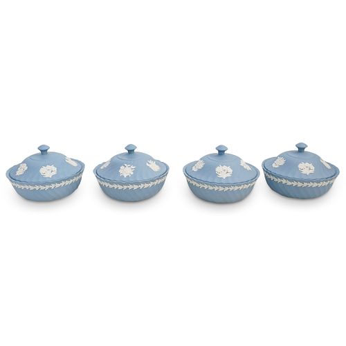 (4 PC) WEDGWOOD BLUE JASPER POWDER BOX