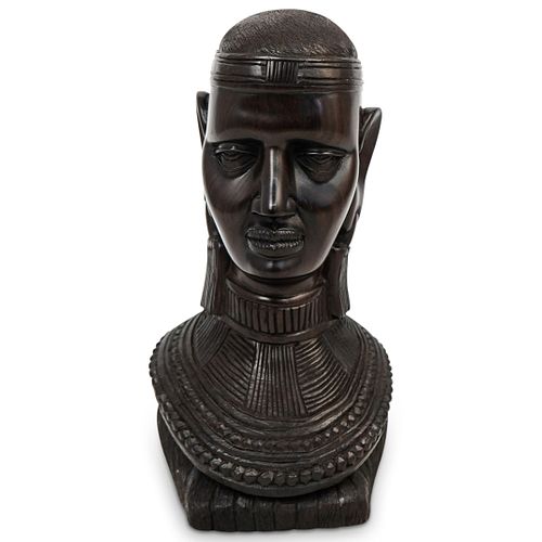 AFRICAN WOOD FEMALE BUST FIGURINEDESCRIPTION: