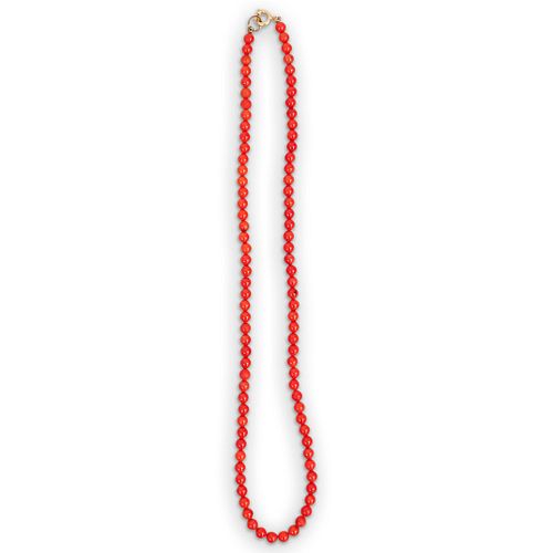 RED CORAL BEADED NECKLACEDESCRIPTION: