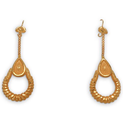 PAIR OF 21K GOLD MULTI DROP EARRINGSDESCRIPTION: