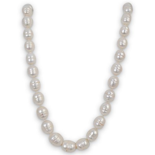 14K GOLD BEADED PEARL NECKLACEDESCRIPTION: