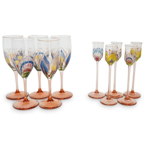 (10 PC) FRENCH HAND PAINTED GLASS