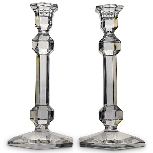 PAIR OF VAL ST. LAMBERT CRYSTAL