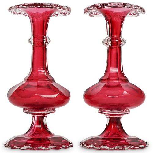 PAIR OF 19TH CENT. CRANBERRY GLASS