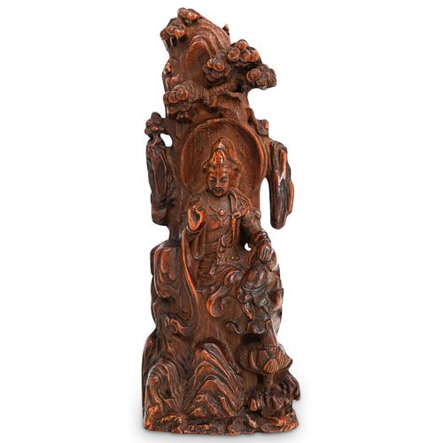 CHINESE CARVED WOOD GUAN YINDESCRIPTION  38f59a