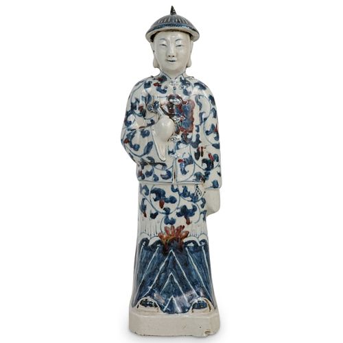 CHINESE BLUE AND WHITE MALE FIGURINEDESCRIPTION  38f615