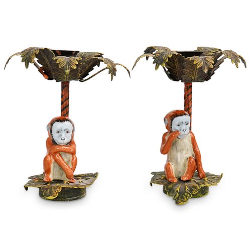 PAIR OF MONKEY CANDLE HOLDERSDESCRIPTION: