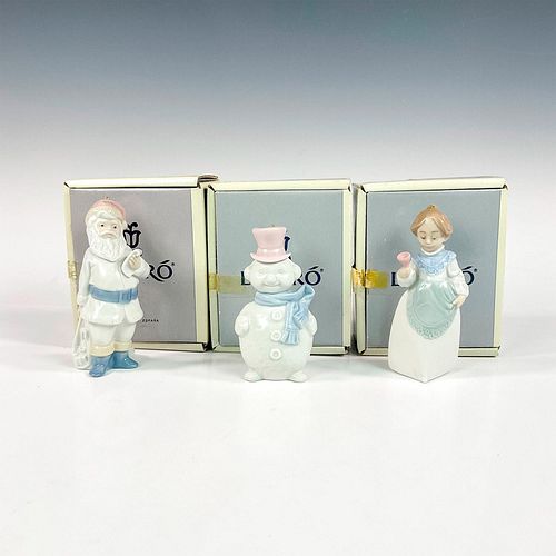 3PC LLADRO ORNAMENTS, MRS CLAUS, SANTA