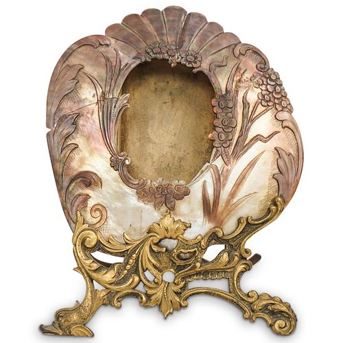 ART NOUVEAU SHELL AND BRASS PICTURE 38f67e