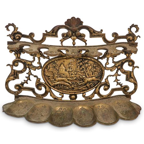 ANTIQUE BRONZE PIPE RACKDESCRIPTION: