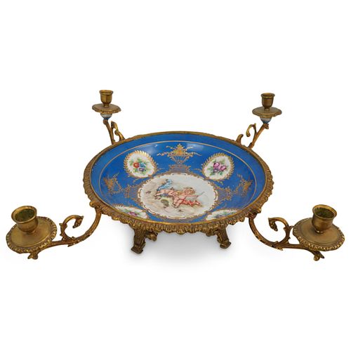 SEVRES STYLE PORCELAIN AND BRASS