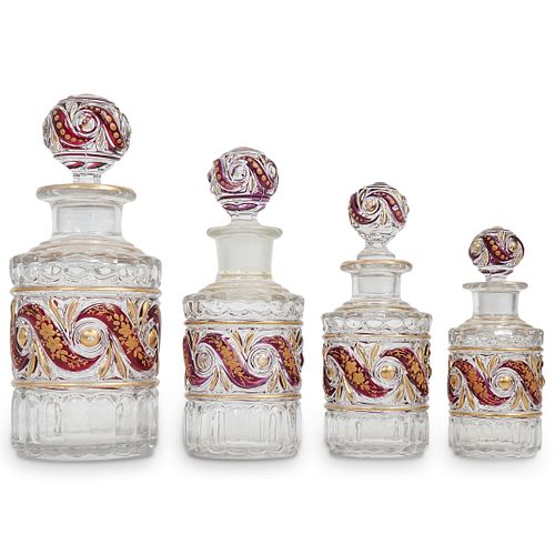 (4PC) BACCARAT GLASS PERFUME BOTTLE