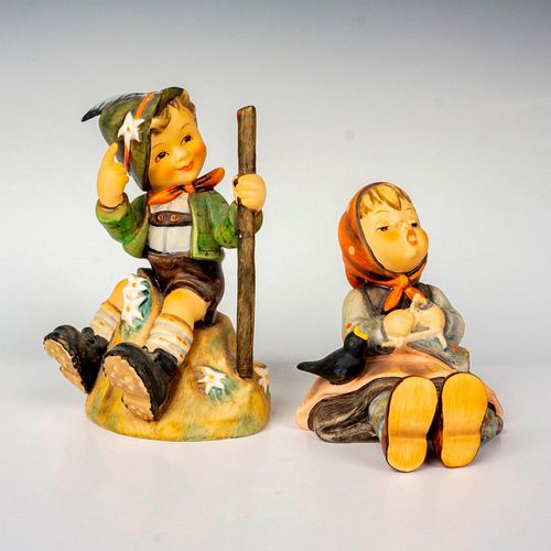 2PC GOEBEL HUMMEL FIGURINES, HAPPY