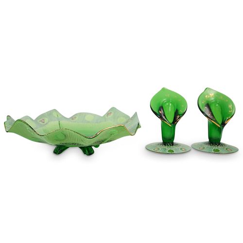 (3 PC) DECORATIVE ENAMEL GLASS