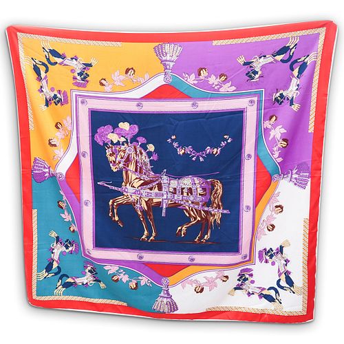 HERMES EQUESTRIAN PRINT SILK SCARFDESCRIPTION  38f742