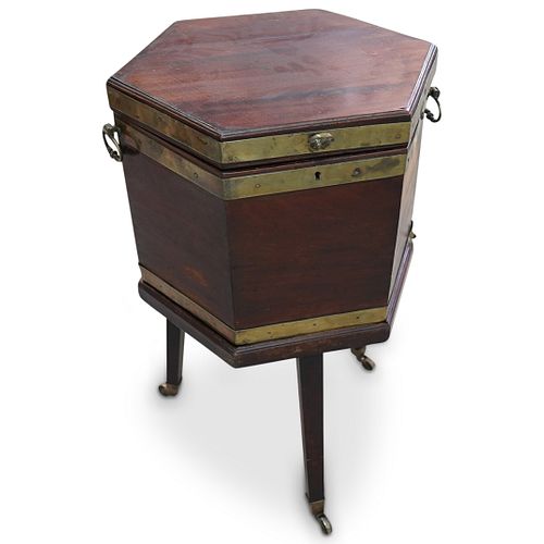 ANTIQUE HEXAGONAL MAHOGANY WINE COOLERDESCRIPTION: