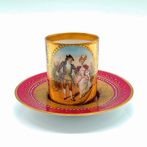 ANTIQUE ROYAL VIENNA DEMITASSE CUP AND