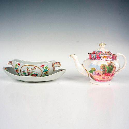 3PC SPODE STONE CHINA GROUPING, TEAPOT