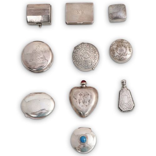  10 PC STERLING SILVER PILL BOX 38f95d