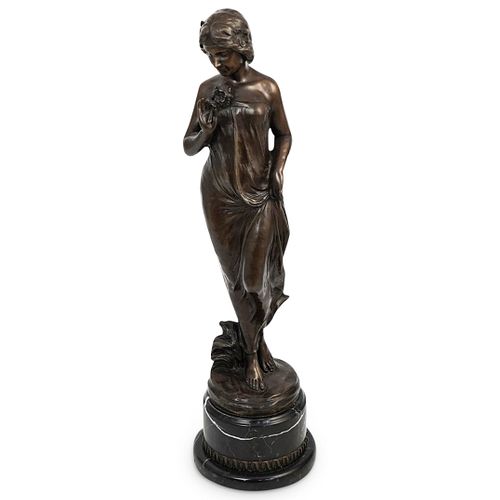 FRENCH BRONZE FIGURAL NYMPH STATUEDESCRIPTION: