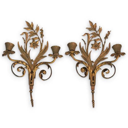 (2 PC) PAIR OF BRONZE SCONCESDESCRIPTION: