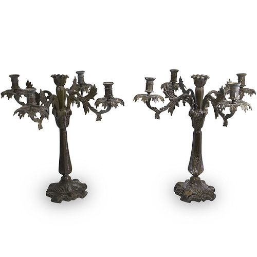 PAIR OF ORNATE BRONZE CANDELABRASDESCRIPTION  3921e8