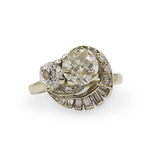 ANTIQUE 14K GOLD AND DIAMOND RINGDESCRIPTION: