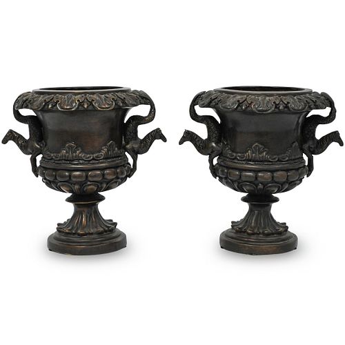 PAIR OF BRONZE HANDLED VASESDESCRIPTION  392242