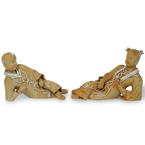 PAIR OF CHINESE RECLINING FIGURESDESCRIPTION: