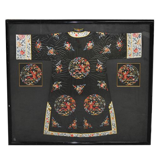 FRAMED CHINESE EMBROIDERED BLACK 39228f