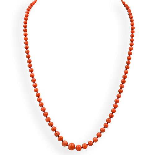 STERLING AND RED CORAL NECKLACEDESCRIPTION: