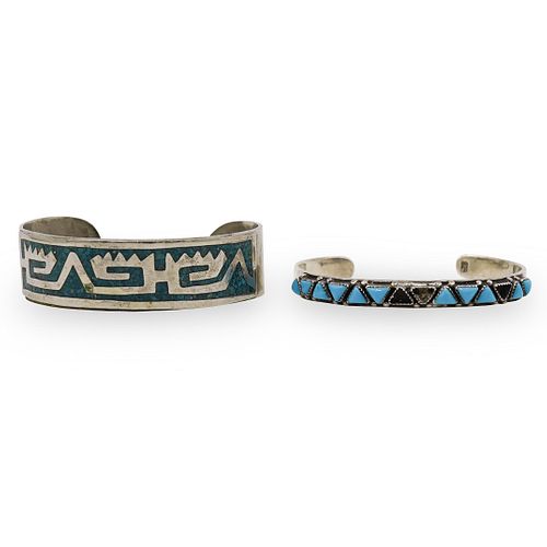 (2 PC) SIGNED ZUNI "925" TURQUOISE