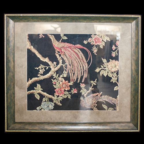 ANTIQUE FRAMED FRENCH SILK TAPESTRYDESCRIPTION: