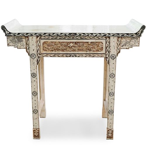 ORIENTAL BONE VENEER ALTAR TABLEDESCRIPTION  392423