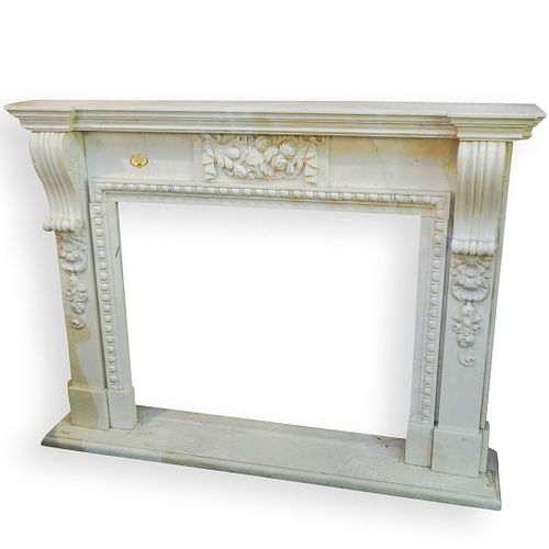 ANTIQUE WHITE MARBLE FIREPLACEDESCRIPTION  39243c