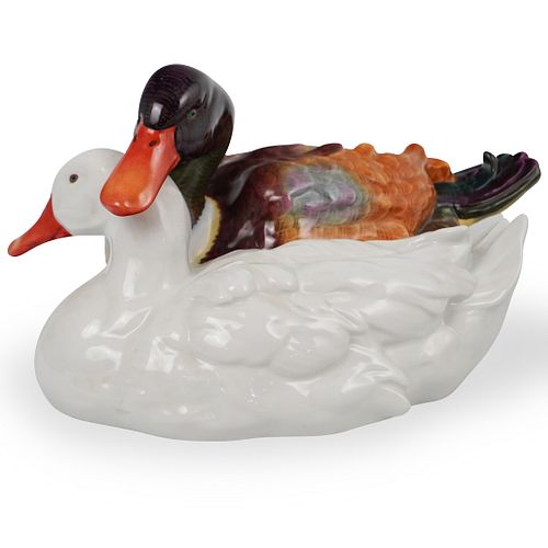 LARGE HEREND PORCELAIN DOUBLE DUCK 39251e
