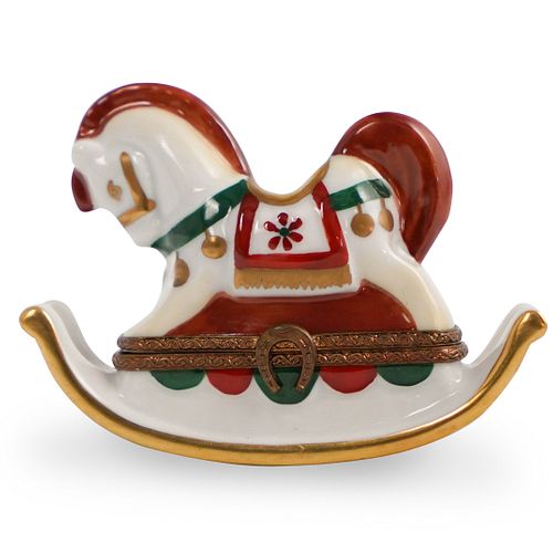 LIMOGES PORCELAIN ROCKING HORSEDESCRIPTION: