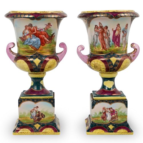 PAIR OF ROYAL VIENNA DOUBLE HANDLED