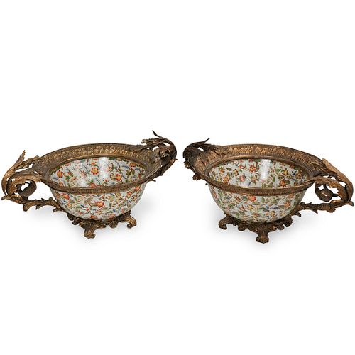 PAIR OF LARGE PORCELAIN AND BRONZE 392539