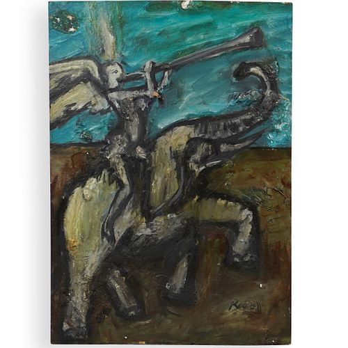 SIGNED PAINTING ON WOODDESCRIPTION A 3925f8