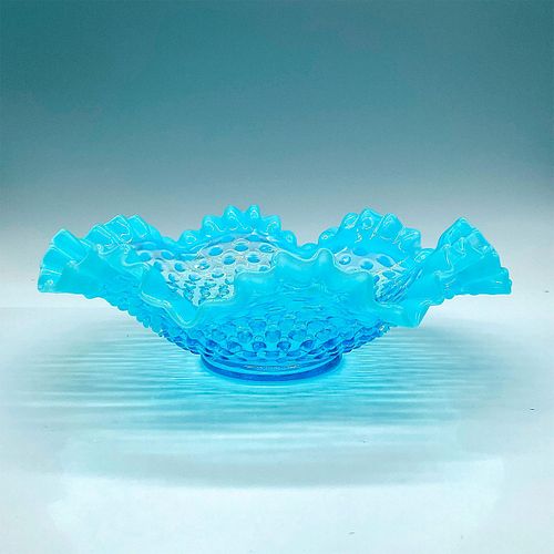 FENTON BLUE HOBNAIL GLASS RUFFLED BOWLPowder