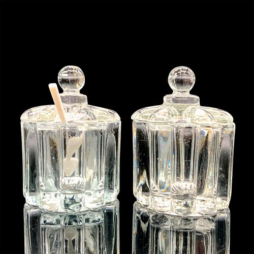 PAIR OF CRYSTAL GLASS CONDIMENT