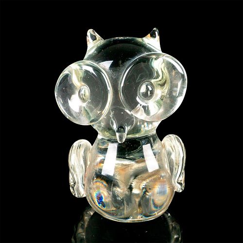 VINTAGE ART GLASS WIDE EYED OWL