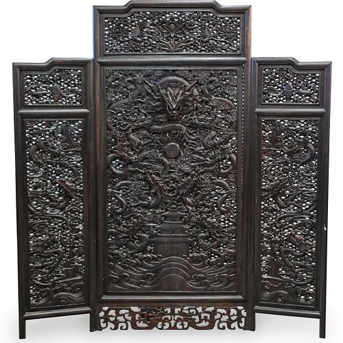 CHINESE WOOD CARVED SCREENDESCRIPTION: