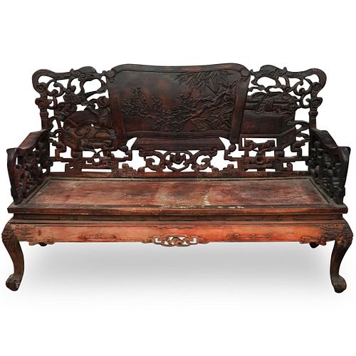 CHINESE WOOD CARVED BENCHDESCRIPTION A 392791