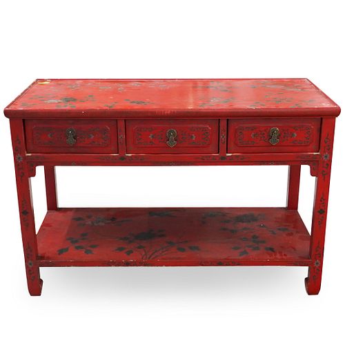 CHINESE RED LACQUER CONSOLE TABLEDESCRIPTION A 39279d