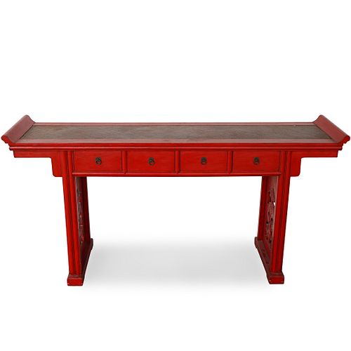 CHINESE RED LACQUERED ALTAR TABLEDESCRIPTION  3927e8