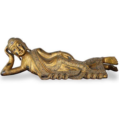 GILTWOOD RECLINING BUDDHADESCRIPTION  3927ea