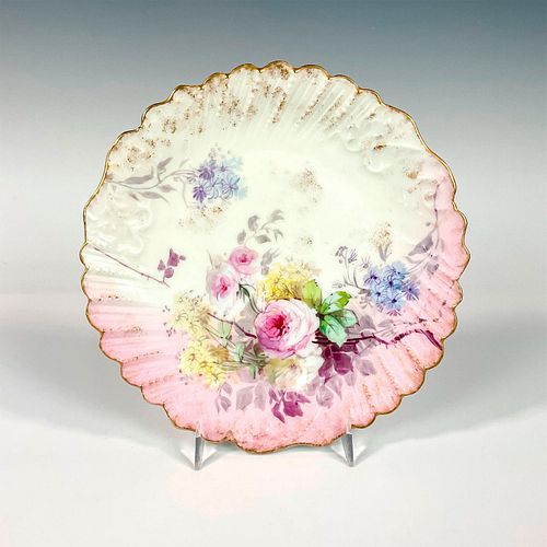 LIMOGES PORCELAIN FLORAL PLATEScalloped 39280f